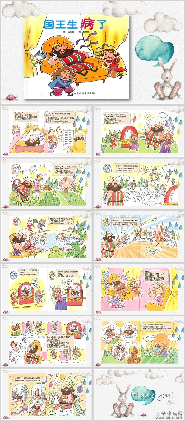 卡通幼儿园中班大班语言健康《国王生病了》教学绘本故事PPT课件
