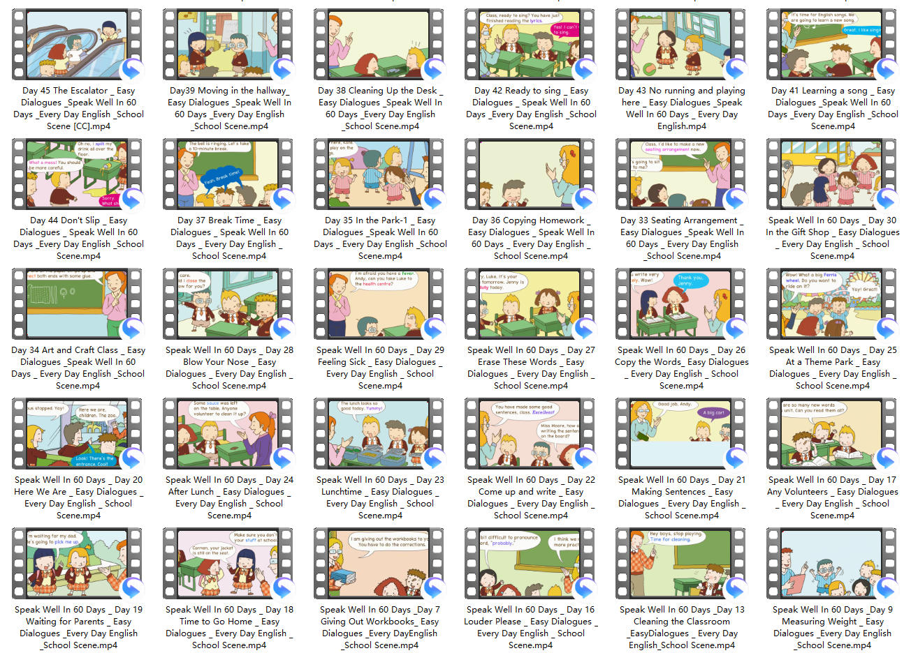 60天英语脱口而出学校生活情景短剧动画片Speak Well In 60 Days【小学~视频】